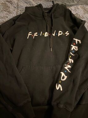 FRIENDS Black Hoodie with Multicolor Logo